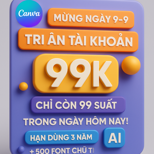 Tài khoản Canva 3 năm đủ tính năng tri ân THÁNG 9