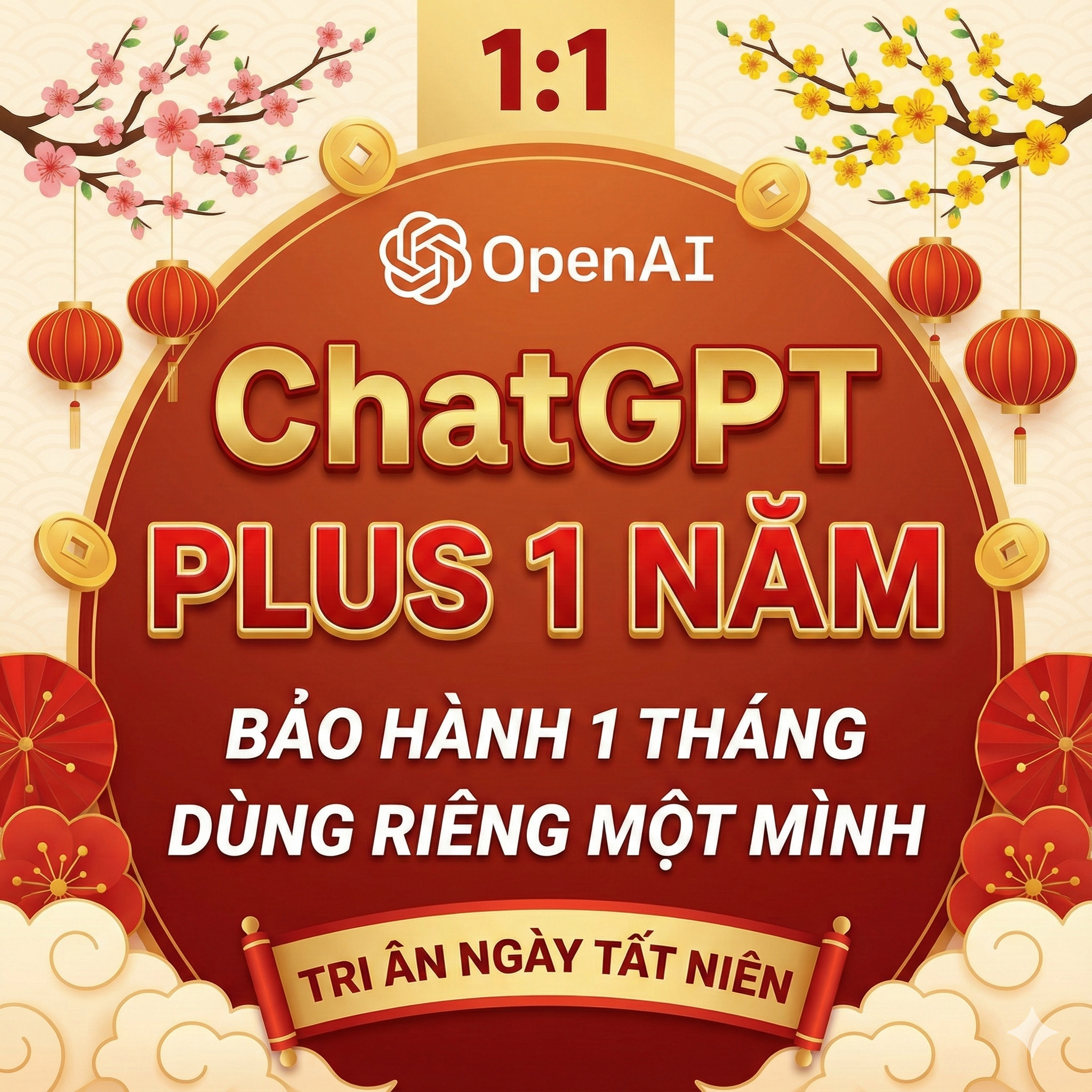 Tài khoản ChatGPT Plus 01 năm SIÊU KHUYẾN MẠI